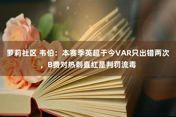 萝莉社区 韦伯：本赛季英超于今VAR只出错两次，B费对热刺直红是判罚流毒