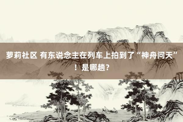 萝莉社区 有东说念主在列车上拍到了“神舟问天”！是哪趟？