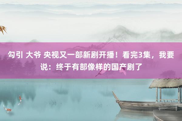 勾引 大爷 央视又一部新剧开播！看完3集，我要说：终于有部像样的国产剧了