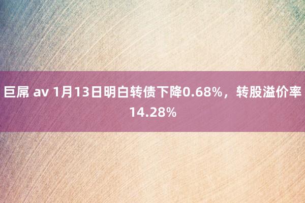 巨屌 av 1月13日明白转债下降0.68%，转股溢价率14.28%