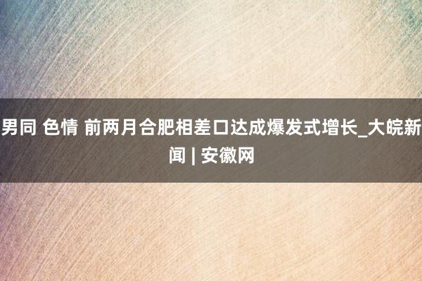 男同 色情 前两月合肥相差口达成爆发式增长_大皖新闻 | 安