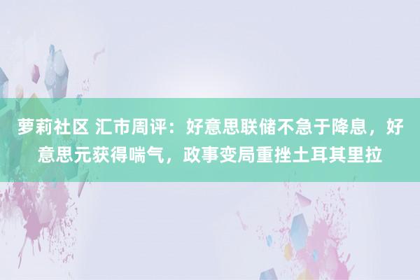 萝莉社区 汇市周评：好意思联储不急于降息，好意思元获得喘气，政事变局重挫土耳其里拉